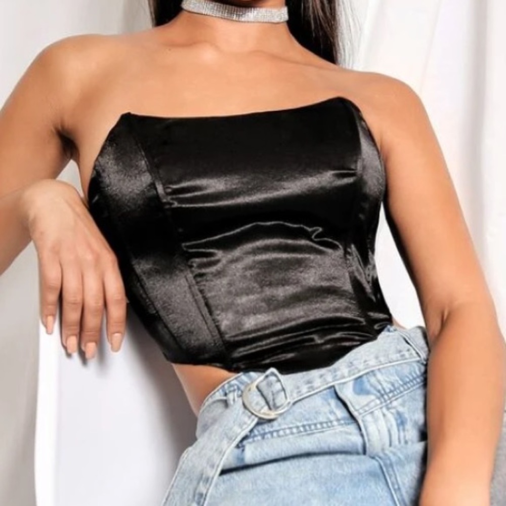 Zip up Satin tube top